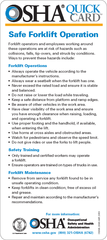 OSHA forklift guidelines